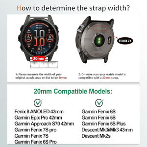 Garmin Fenix/Forerunner/Approach/Quatix/Epix/Tactix/Enduro/Descent Premium Sport Strap Band