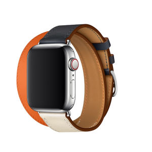 Double Tour leather Strap compatible with for Apple Watch ultra 2 49mm 45mm 41mm 40mm 44mm 42mm 38mm Strap Watchband iwatch Series 9 8 Se 7 6 5 4 3 2 SmartWatch Acceccories
