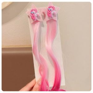 Xiaoma Baoli childrens wig new style for little girls dyed ponytail braid cute star shaped headband hair accessory