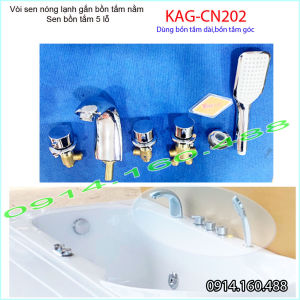 Vòi bồn tắm KAG-CN202 tay gạt gắn mặt bồn tắm Vòi cấp 5 lỗ bồn massage chrome bóng nước mạnh siêu bền