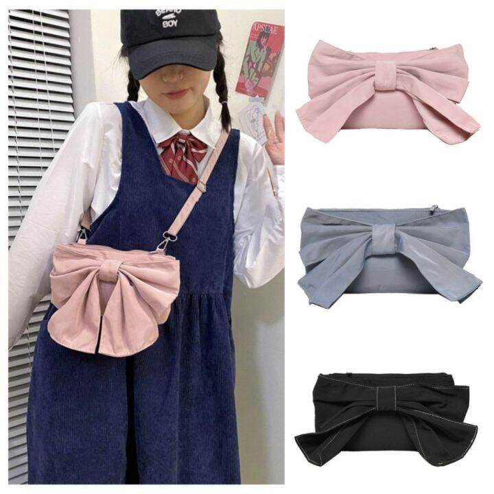 COSE Korean Style Balletcore Bow Crossbody Bag Sweet Shopping Bag Bow ...