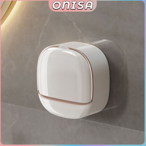 Wall-Mounted Soap Box Drain Perforation-Free Shelf Punch-free Soap Organizer with Lid Soap Storage Rack for Bathroom Toilet