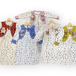 PAKET USAHA HARGA GROSIR GAMIS ANAK LABUBU ROMPI PITA UMUR 2-8 TAHUN BAHAN CRINCKLE BAYAR DI TEMPAT