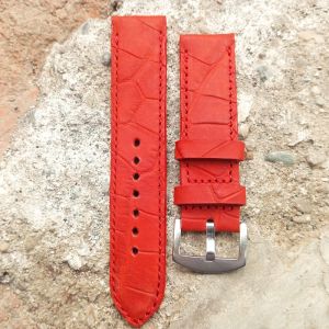 Tali Jam Tangan Kulit Sapi Crazy H Motif Croco Warna Merah Bergaransi
