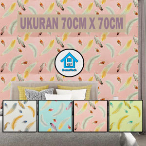 Wallpaper Foam 3D Batik Motif Bulu Dekorasi Dinding Kamar Aesthetic Aluminium Foil