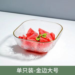 FFBH Phnom Penh Square Glass Bowl Tableware Household Fruit Bowl Dessert Salad Bowl Japanese Noodle Bowl Tableware Soup Bowl 3H4K8