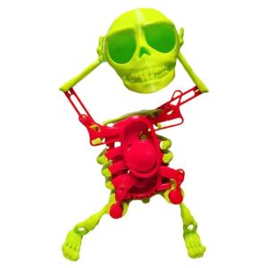 LABAICAI Simulation Wind-up Dancing Skeleton Toy Plastic Dancing Skull 3D Print Shaking Skull Doll Funny Statue Spring Clockwork Toy Kids Toddlers