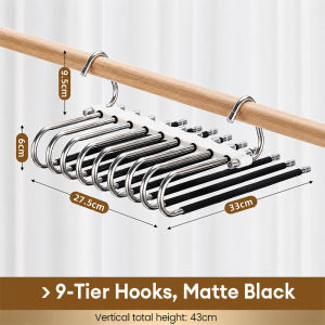 [SG STOCK] Magic Pants Hanger Foldable Multi Layer Trouser Rack Stainless Steel Non Slip Seamless Multifunctional Wardrobe Closet Storage Organiser