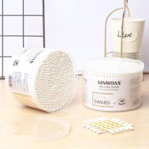 คอตตอนบัด**สำลีหัว 2 แบบ 500 ก้าน**Cotton Buds สำลีก้านไม้ 2 หัว 2 แบบในก้านเดียวกันทำจากฝ้ายบริสุทธิ์ **สำลีหัว