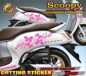 STICKER SCOOPY BUTTERPLY FRAME CUTTING STICKER STRIPING SCOOPY PRISTAGE STICKER MOTOR KEREN