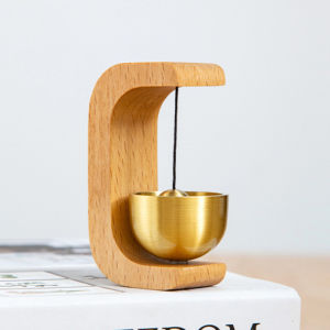 Japanese Style Self-adhesive Doorbell Magnetic Brass Wood Door Bell Home Door Decor Room Wind Chimes
