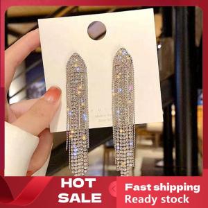 🚚【Local Express Delivery】🚚 Long Tassel Full Rhinestone Drop Earrings For Women Ovsize Crystal Dangle Earrings Fashion Jewelry Accessories
