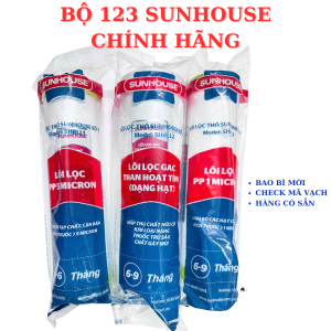 Bộ 3 lõi lọc nước SUNHOUSE 123 (mẫu mới) dùng cho các máy lọc nước thông thường
