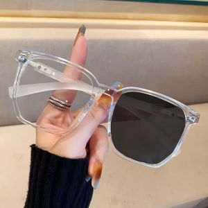 Myopia Glasses Rangka besar fesyen Photochromic Anti UV Anti Blue Light Ringan Cermin Mata Rabun Uniseks Darjah -0.00 to -6.0