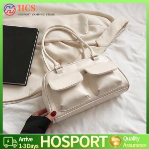 【HCS】Retro Shoulder Bags Double Pocket PU Leather Shoulder Handbags Fashion Solid Top-handle Bags Casual Zipper Portable Ladies Purses