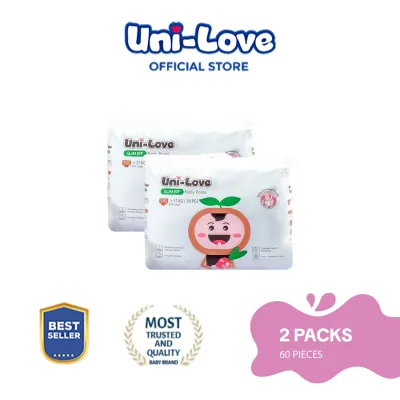 UniLove Slim Fit Baby Pants 30s (XXX-Large) Pack of 2 - Hypoallergenic | Super Absorbent | Ultrasoft | Neutralizes PH Level | Double Leakguard | Pants type | Breathable