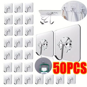30ชิ้น ตะขอแบบไร้รอยต่อที่นำกลับมาใช้ใหม่ได้ / ตะขอแขวนแบบติดกาวแบบใช้งานหนักโดยไม่ต้องเจาะ / ตะขอแขวนผนังแบบติดกาวที่แข็งแรง / ตะขอจัดระเบียบในครัวและห้องน้ำ