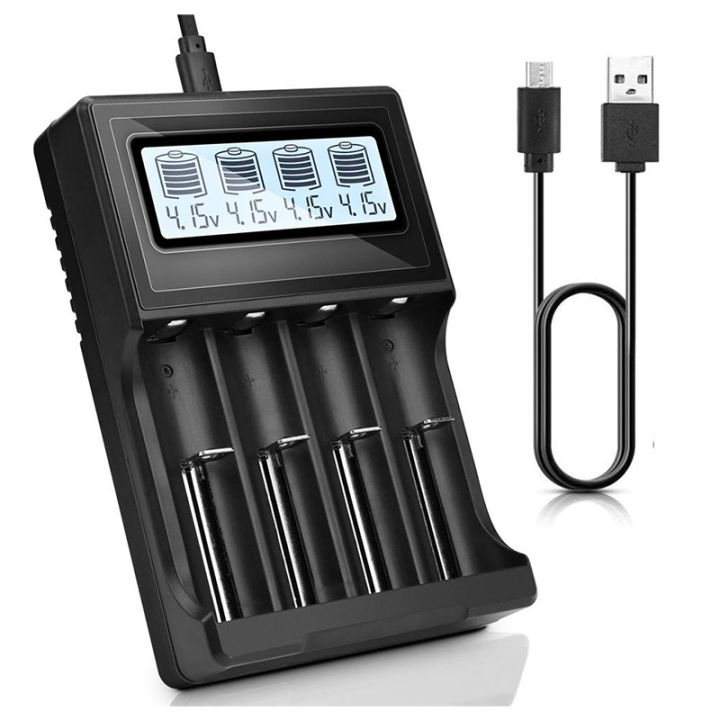18650 Battery Charger, LCD Display Speed Batteries Charger with 4 Bay ...
