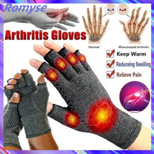 Romyse 1 Pairs Compression Arthritis Gloves Wrist Support Cotton Joint Pain Relief Hand Brace Women Men Therapy Wristband Gloves