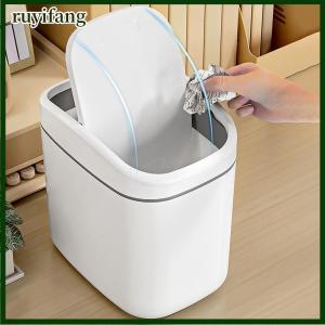 ruyifang ถังขยะพลาสติกขนาดเล็กถังขยะขนาดเล็กพร้อมฝาปิดแบบเขย่าสำหรับใช้ในบ้านสำนักงานถังขยะทำความสะอาดในครัวเรือน