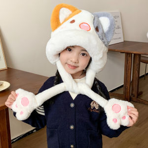 New Childrens Winter Girls Cartoon Cute Animal Mickey Rabbit Bear Dog Cat Plush Warm Windproof Hat