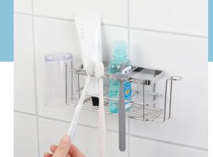 Giá kệ đựng bàn chải đánh răng và đựng cốc chất liệu thép không gỉ bền đẹp(189Q)