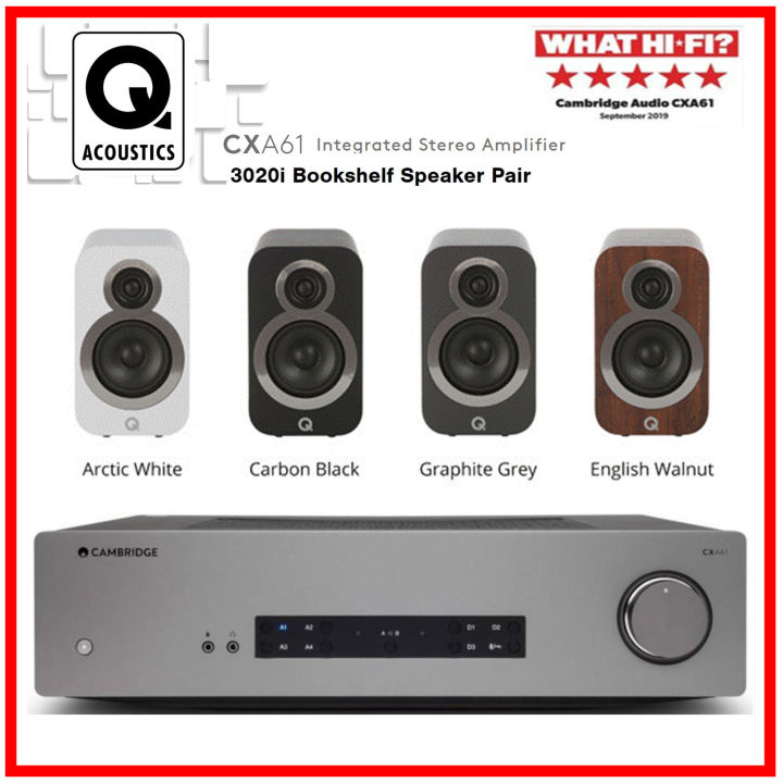 Cambridge Audio CXA61 Stereo Amplifier + Q Acoustics 3020i Bookshelf Speaker + Free Spk Cable