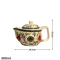 Traditional Chinese Ceramic Teapot and Teacup (6 pcs) with Strainer and Handle / Coffee Set Tea Set / Floral Teapot / *Designs Given at Random. 