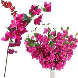 NOBLELUX 1PC Fake Silk Artificial Flowers Realistic UV Resistant Fake Flower Branch  Climbing Plant Bougainvillea Vines for Planter Gardens Balcony Porch