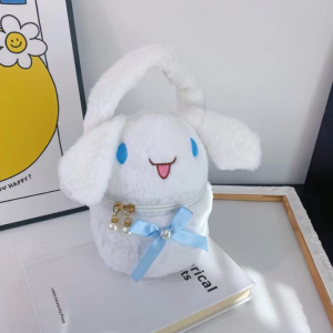 INDO - Handbang Bulat Bulu Halus / Tas Tangan Lucu Motif Karakter