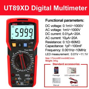Đồng Hồ Vạn Năng Kỹ Thuật Số Chuyên Nghiệp UNI-T UT89X UT89XD Vôn Kế AC DC Dòng Điện 20A True RMS NCV Máy Kiểm Tra Điện Trở Điện Dung