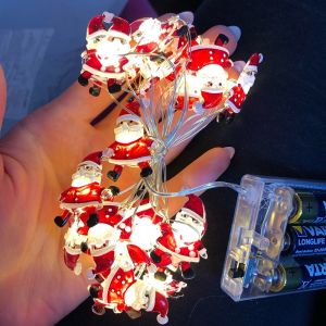 HOMEMORY Christmas Lights Battery Santa Claus Snowflake Tree LED Light String for Home Christmas Decoration