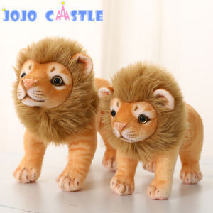 JOJO CASTLE Simulation Standing Lion Plush Toys Home Decor Stuffed Real Life Animals Dolls Soft Pillow for Kids Boys Gift