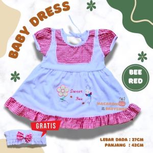 Dress bayi perempuan 6 12 bulan free bandana kepala rok bayi perempuan lucu dress bayi motif kotak dress bayi cantik rok bayi harian dress bayi murah