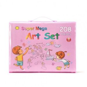 Pensil Warna Set Lengkap 208 PCS Super Mega Art Set Alat Menggambar Anak Alat Lukis Lengkap dengan Easel Papan Gambar