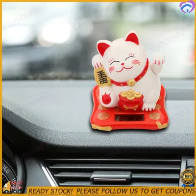 2.5 inch Cute Shaking Hands Solar Lucky Fortune Cat Wealth Waving Figurines(READY STOCK & COD & LOW PRICE & HIGH QUALITY)
