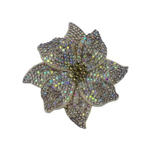 NUBE Sparkling Rhinestone Flower Patches DIY Craft Sewing Supplies Three-dimensional Flower Brooch Fabrics Fashion Embellishment Sew-On Applique Dress Decoration