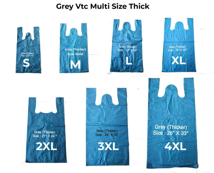 1 KG Multi Size Grey VTC Thick Plastic Bag Beg Plastik Beg Kedai Tebal