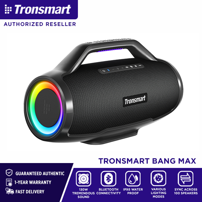 Tronsmart Bang Max 130W Portable Party Speaker. IPX6 Waterproof, Various  Lightning Modes