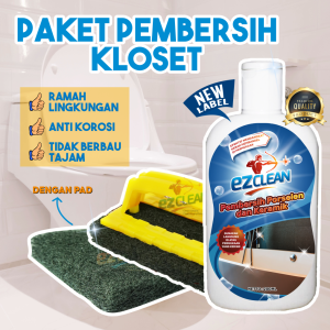 EZCLEAN Paket Pembersih Kloset Porcelain Cleaner 200ml + Black Pad + Green Pad Ramah Lingkungan Anti Korosi Tidak Berbau Tajam