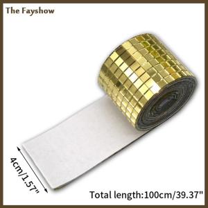 [The Fayshow] 4x100cm Mirror Mosaic Tiles Stickers DIY Self-Adhesive Mini Square Acrylic Wall Sticker Craft Party Home Decor