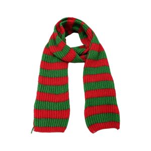 LUMINOU Striped Pattern Striped Knit Scarf Red and Green Ribbed Knit Warm Neck Cover Gifts Long Wrap Style Winter Neck Scarf Winter Daily Wear