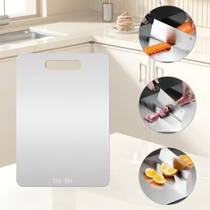 Stainless Steel Kitchen Board Set Double-Sided Food Safe & Durable Easy to Clean Metal Material 22.99x34.04 cm for Meat Vegetables Fruits