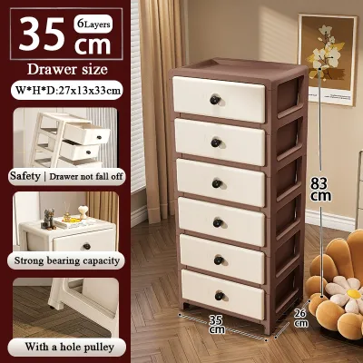 3-6 Tier Drawer Cabinet Mobile File Cabinet with Wheels Kitchen Storage Dresser Cabinet Bedhead Storage Cabinet