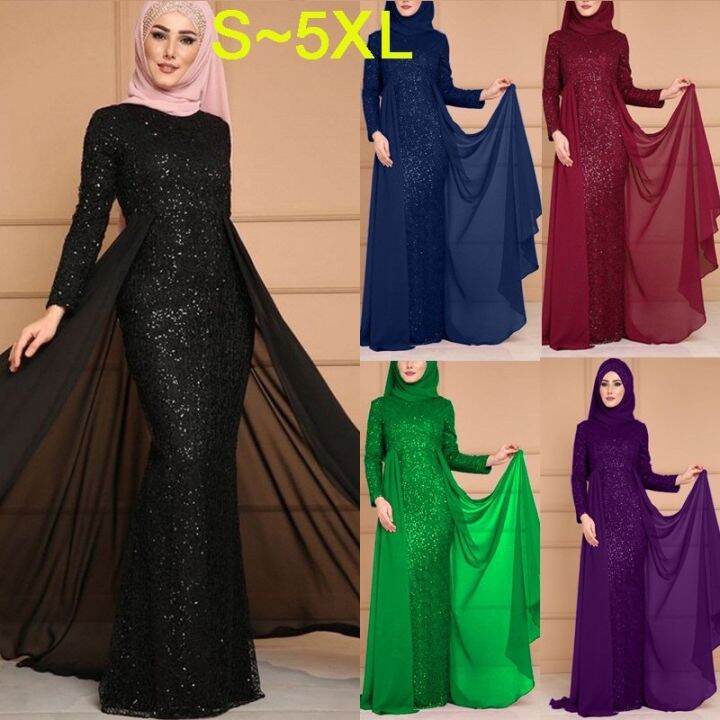 Plus Size Muslimah Baju Raya Tutup Aurat Kurung Abaya Robe Prom Elegant Gown Dinner Evening Dress Maxi Dress Lazada