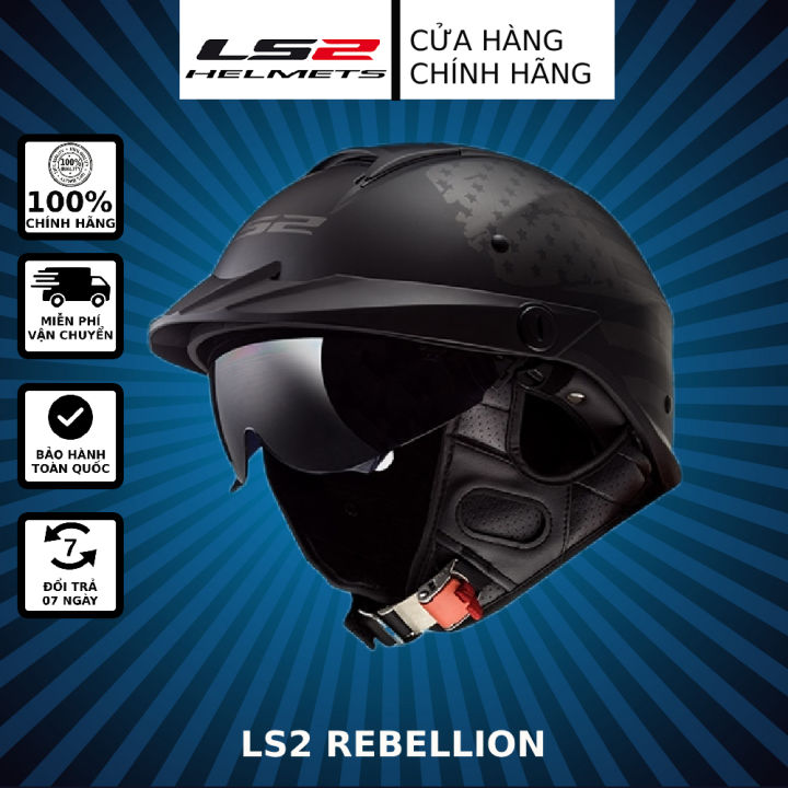 MŨ BẢO HIỂM NỬA ĐẦU LS2 OF590 REBELLION Mũ Bảo Hiểmhalf Face Chất