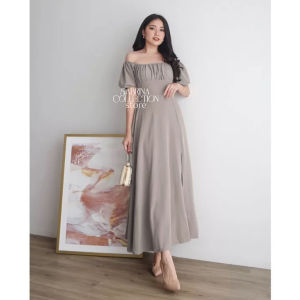 Reena Dress Sabrina Big Size  Baju Wanita Korean  Style Terbaru Gaun Casual Panjang Murah Pesta 2024