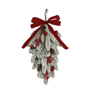 OOG Teardrop Shape Artificial Christmas Wreath Pine Cones Pine s Christmas Hanging Decor Decorative Lifelike Artificial Pine Swag Indoor Use
