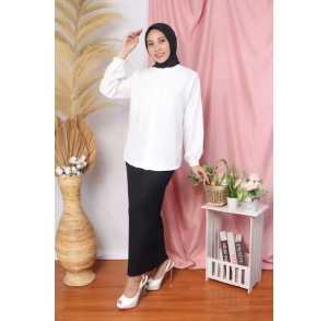 Kemeja Wanita Oversize Kasual Kerja - Kemeja Rayon Lengan Panjang dengan Kerah Kemeja dan Tombol - Multi-warna - Ukuran L/XL