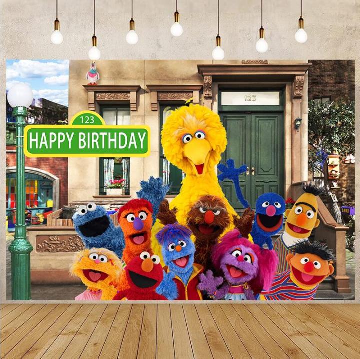 5x3ft Sesame Street Birthday Theme Backdrop Banner Decoration Birthday ...